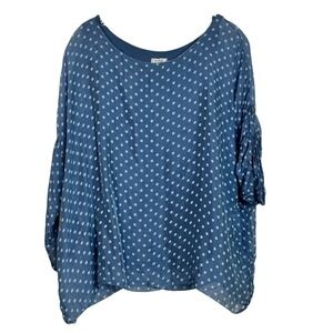 PURE Venice Polka Dot Silk Viscose Dolman Sleeve‎ Top M Made in Italy